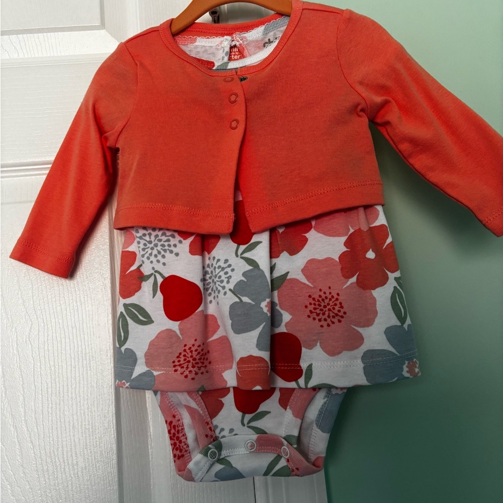 Floral Baby Dress with Cardigan